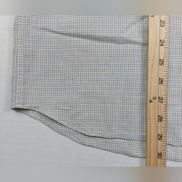 Canali Shirt Mens Size Large Yellow Blue Gingham Check Button Down Made In Italy - Picture 4 of 11